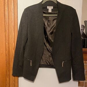 Carmen Marc Valvo grey Blazer with zipper pockets, size 10 EUC